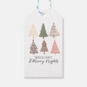 Winter Boho Vrolijke Nachten Bomen Kerstmis Cadeaulabel (Voorkant)
