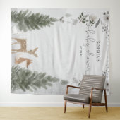 Winter Boho Woodland Baby shower Achtergrond Wandkleed (In Situ (horizontaal))