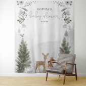 Winter Boho Woodland Baby shower Achtergrond Wandkleed (In situ)