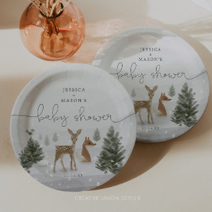 Winter Boho Woodland Baby shower Papier Borden Papieren Bordje