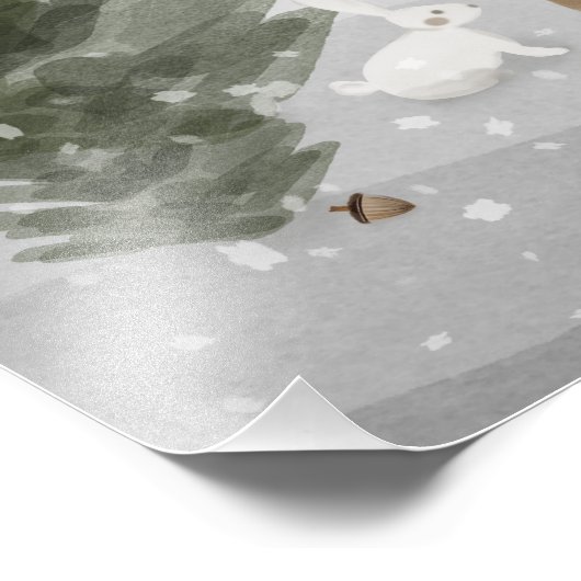 Winter Boho Woodland Baby shower Poster teken (Hoek)