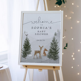 Winter Boho Woodland Baby shower Poster teken