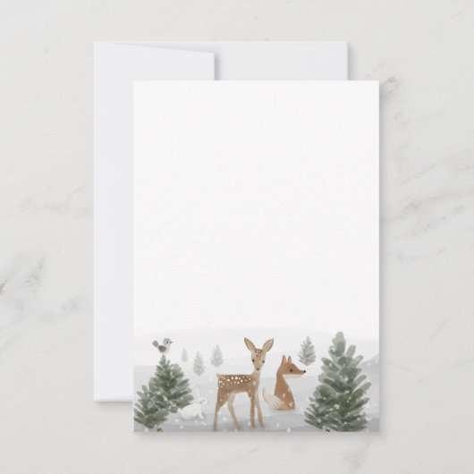 Winter Boho Woodland Baby shower Uitnodiging Kaart (Achterkant)