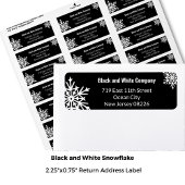 Winter Bold Black & White Snowflake Retouradres Etiket