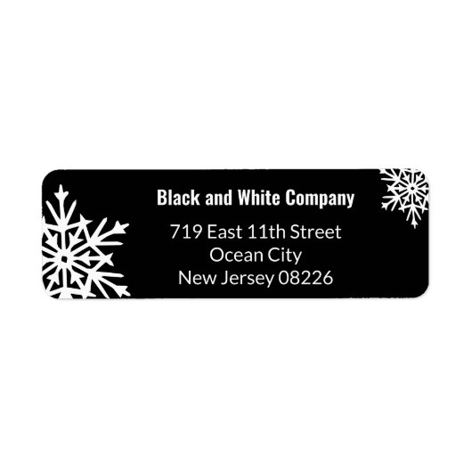 Winter Bold Black & White Snowflake Retouradres Etiket (Voorkant)