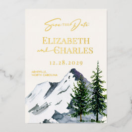 Winter Bomen Bergen Vakantie Save The Date Folie Uitnodiging