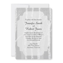 Winter bomen in grijs bruiloft uitnodiging