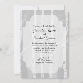 Winter bomen in grijs bruiloft uitnodiging