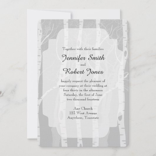 Winter bomen in grijs bruiloft uitnodiging (Voorkant)