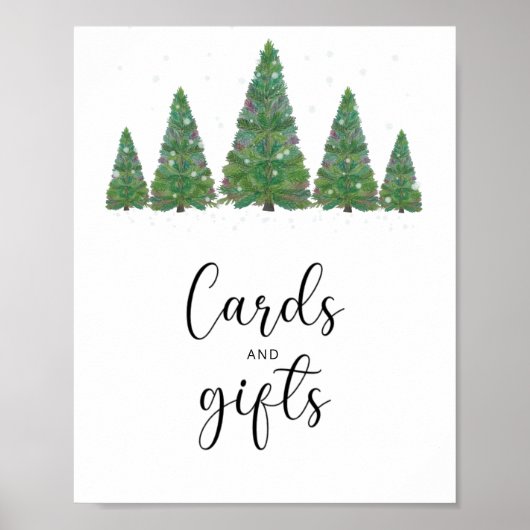 Winter bomen kaarten en cadeaus baby shower poster (Voorkant)
