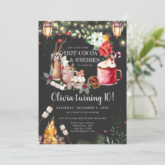 Winter Bonfire Birthday | Hete chocolade en S-more (Staand voorkant)