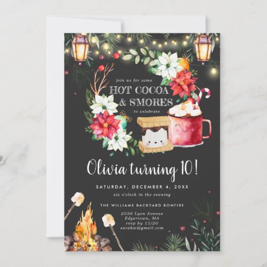 Winter Bonfire Birthday | Hete chocolade en S-more (Voorkant)