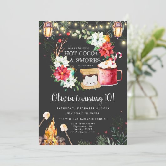 Winter Bonfire Birthday | Hete chocolade en S-more (Staand voorkant)