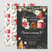 Winter Bonfire Birthday Invitation (Voorkant / Achterkant)