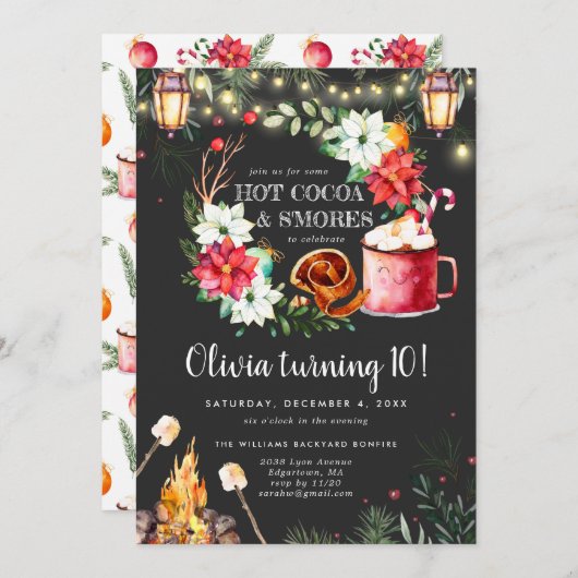 Winter Bonfire Birthday Invitation (Voorkant / Achterkant)