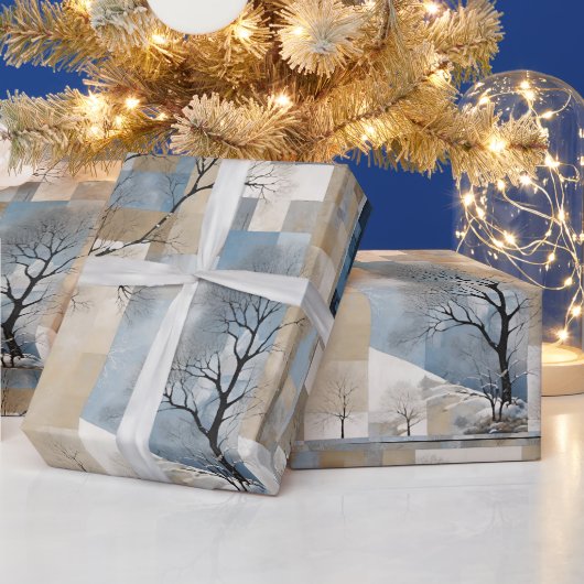 Winter Boom Abstract Geometrisch Patroon Cadeaupapier (Feestdagen)