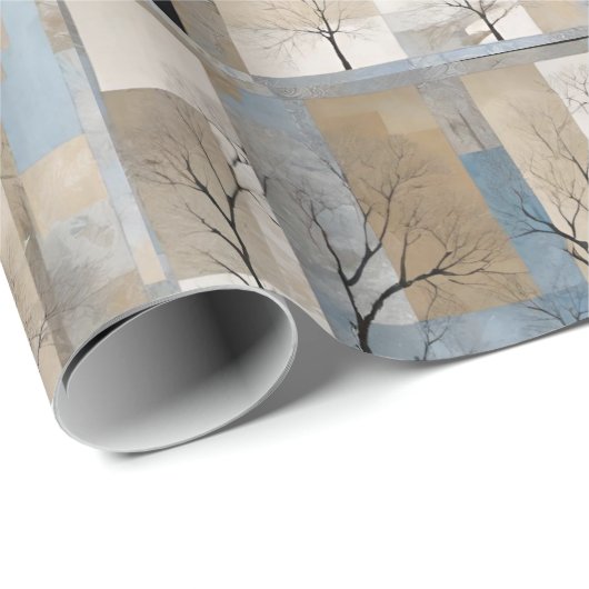 Winter Boom Abstract Geometrisch Patroon Cadeaupapier (Rol Hoek)