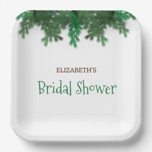 Winter Boom Bruidsmeisjesfeest Papieren Bordje (Voorkant)