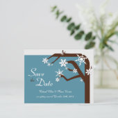 Winter Boom Sneeuwvlok Save the Date Aankondiging (Staand voorkant)