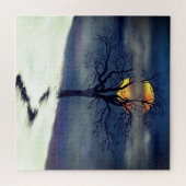Winter Boom Zonsondergang - Kunst Tekening Collect Legpuzzel (Horizontaal)