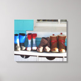 Winter Boots All in a Row - Martha's Vineyard Canvas Afdruk