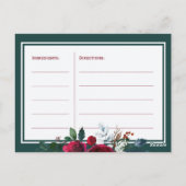 Winter bordeaux bloemenbruid om receptkaart te zij briefkaart (Achterkant)