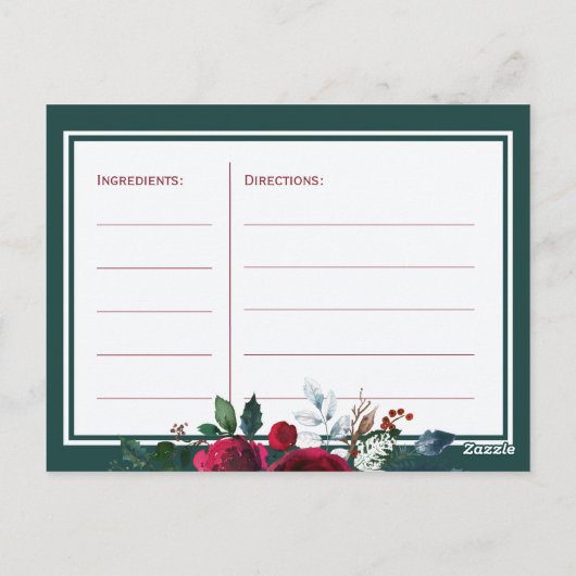 Winter bordeaux bloemenbruid om receptkaart te zij briefkaart (Achterkant)