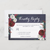 Winter bordeaux bloemenkerst bruiloft RSVP kaartje (Voorkant)