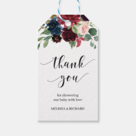 Winter bordeaux boho blush roze bloemenbaby shower cadeaulabel