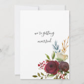 Winter bordeauxrood ivoor munt gouden bloemenbruil kaart (Achterkant)