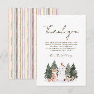 Winter Bos Avontuur Baby Shower Bedankkaart