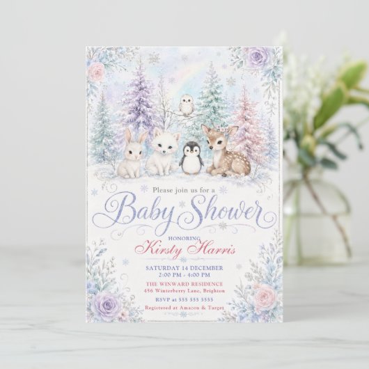 Winter Bos Baby Borrel Kaart (Staand voorkant)
