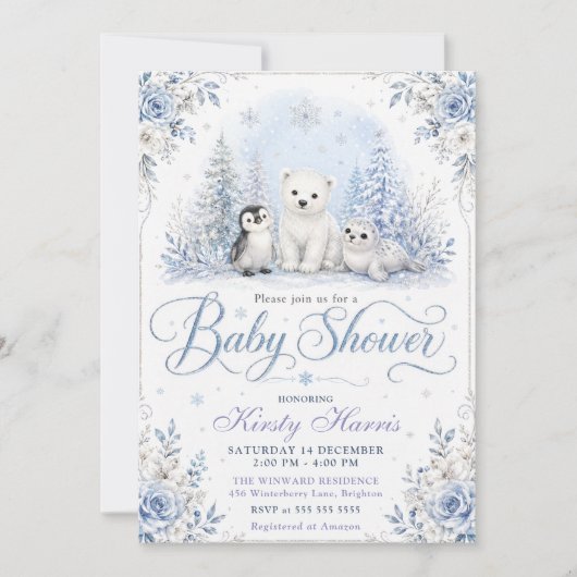Winter Bos Baby Borrel Kaart (Voorkant)