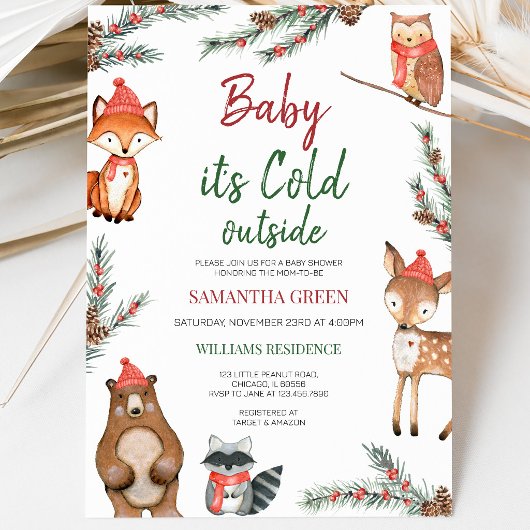 Winter Bos Baby Borrel Kaart