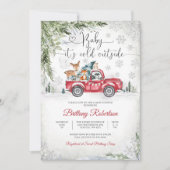 Winter Bos Baby Borrel Uitnodiging (Voorkant)