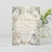 Winter Bos Baby Shower Kaart (Staand voorkant)
