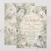 Winter Bos Baby Shower Kaart (Voorkant / Achterkant)