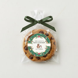 Winter Bos Baby Shower Ronde Sticker