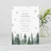 Winter Bos Baby Shower Uitnodiging (Staand voorkant)