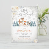 Winter Bos Baby Shower Uitnodiging (Staand voorkant)