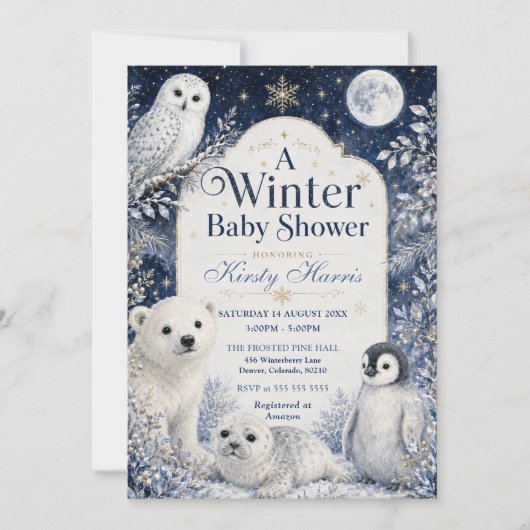Winter Bos Baby Shower Uitnodiging (Voorkant)