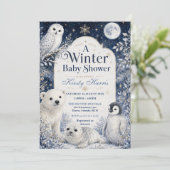 Winter Bos Baby Shower Uitnodiging (Staand voorkant)