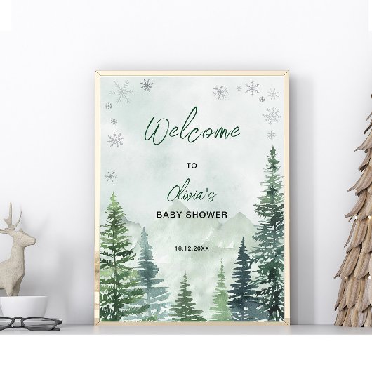 Winter Bos Baby Shower Welkom Poster