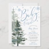 Winter Bos Blauw Het Is Koud Buiten Baby Shower Kaart (Voorkant)