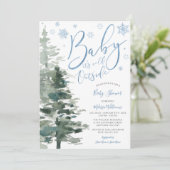 Winter Bos Blauw Het Is Koud Buiten Baby Shower Kaart (Staand voorkant)