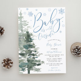 Winter Bos Blauw Het Is Koud Buiten Baby Shower Kaart