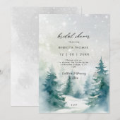 Winter Bos Bomen Bruids Douche Uitnodiging (Voorkant / Achterkant)