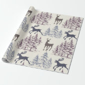 Winter Bos Bomen En Herten Cadeaupapier (Uitgerold)
