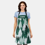 Winter Bos Bomen Sneeuw Feestelijke Kerst Keuken Schort (Gedragen)