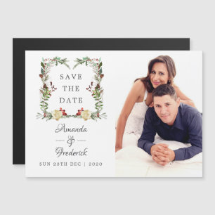 Winter Bos Bruiloft Kerst Save the Date Magnetische Uitnodiging
